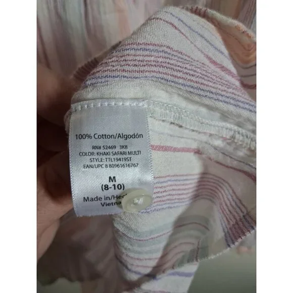 Time & Tru Casual Cotton Blouse Striped Long Sleeve Women's Size Medium - Picture 4 of 4